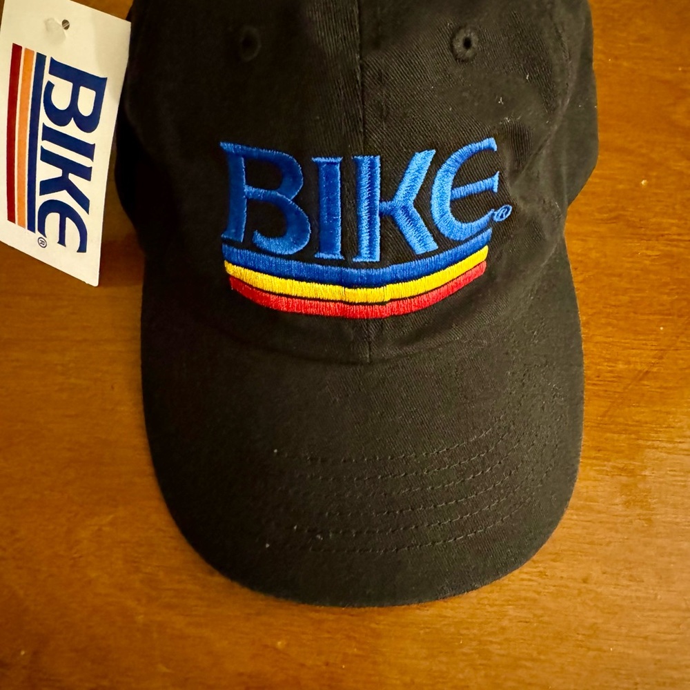 BIKE Black Cap with Blue and Yellow Logo